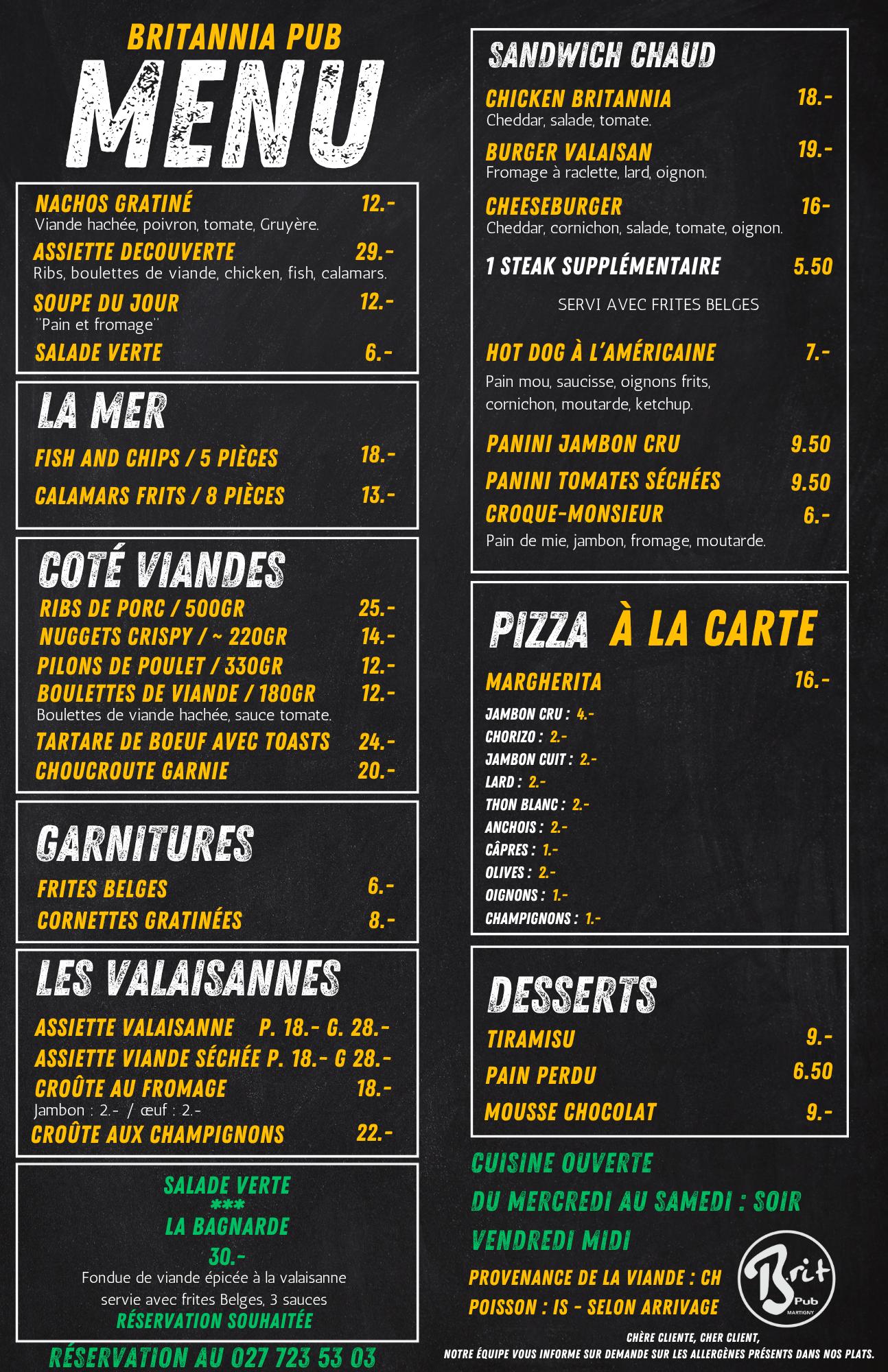 Carte Menu