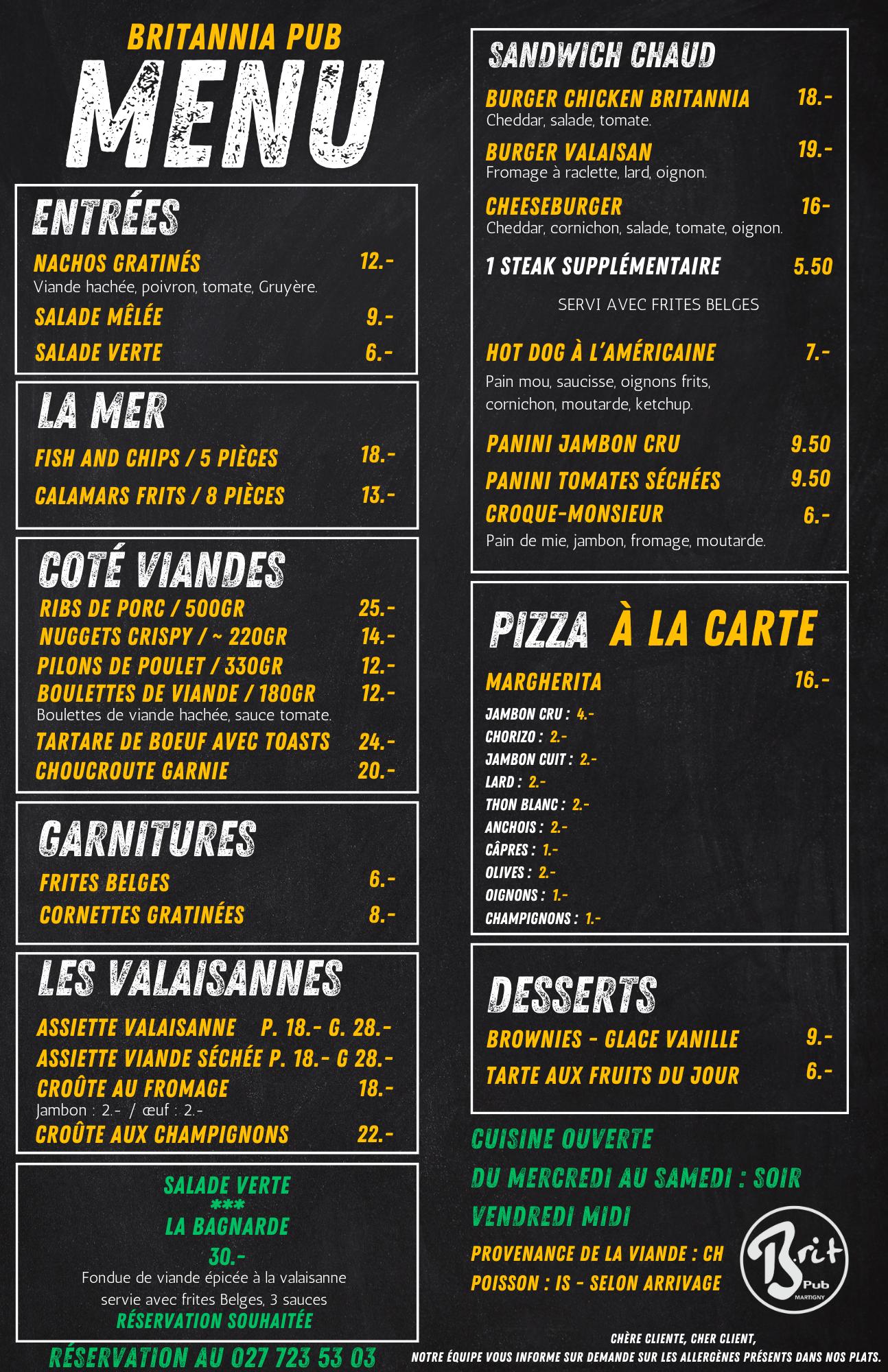 Carte Menu